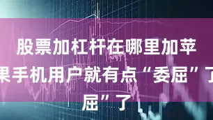 股票加杠杆在哪里加苹果手机用户就有点“委屈”了